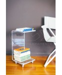 Comodino L30H60 carrello servitore portariviste in plexi trasparente.