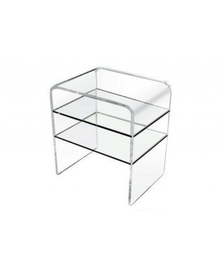 Tavolino cm 40x30H80 in plexiglass trasparente con due ripiani