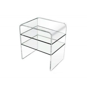 Tavolino cm 40x30H80 in plexiglass trasparente con due ripiani