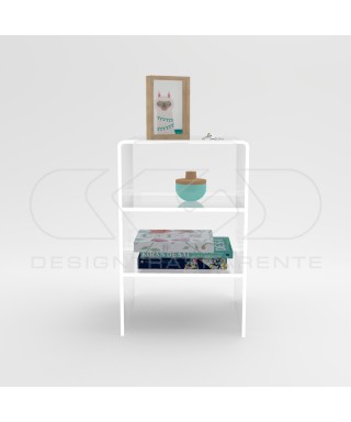 Tavolino cm 40x30H80 in plexiglass trasparente con due ripiani