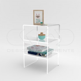 Tavolino cm 40x30H80 in plexiglass trasparente con due ripiani