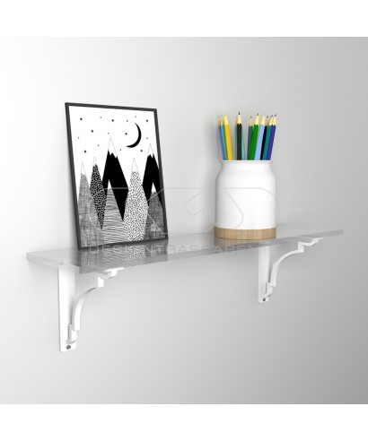 Wall shelf cm 55 acrylic transparent shelf with shiny edge