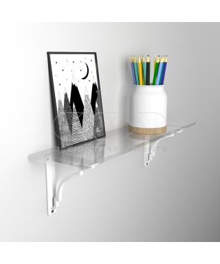 Wall shelf cm 55 acrylic transparent shelf with shiny edge