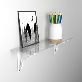 Wall shelf cm 55 acrylic transparent shelf with shiny edge