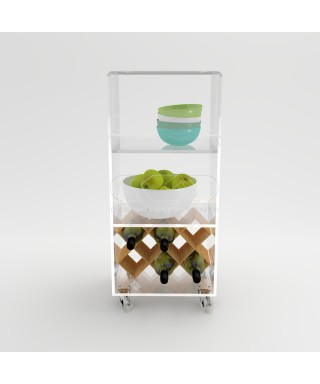 40x30 Transparent acrylic trolley cart for kitchen or bathroom.