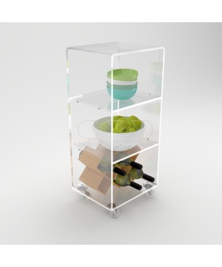 40x30 Transparent acrylic trolley cart for kitchen or bathroom.