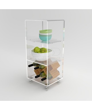 40x30 Transparent acrylic trolley cart for kitchen or bathroom