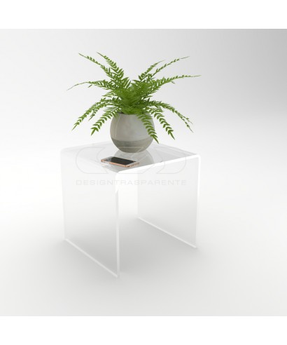 Mesa auxiliar cm 45 mesita baja de centro metacrilato transparente.