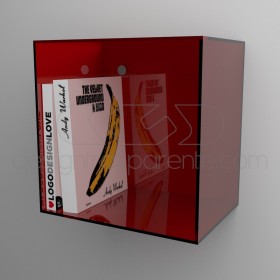 9 mensole cubo in plexiglass su misura, trasparenti e rosso