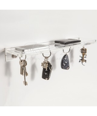 Acrylic shelf 15x10 with coin tray and magnetic key holder