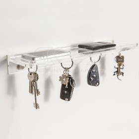 Acrylic shelf 15x10 with coin tray and magnetic key holder