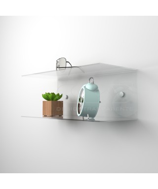 Comodino sospeso cm 20x15 mensola doppia in plexiglass modello a C.