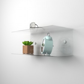 Comodino sospeso cm 20x15 mensola doppia in plexiglass modello a C.