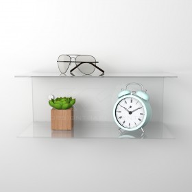 Floating bedside table 20x20cm double acrylic shelf C-shaped model.