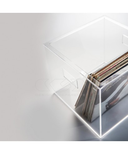 Transparent acrylic LP storage box for vinyl records