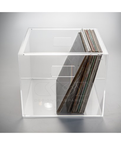 Transparent acrylic LP storage box for vinyl records 