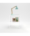 Width 45 Acrylic transparent nightstand or side table with shelf.