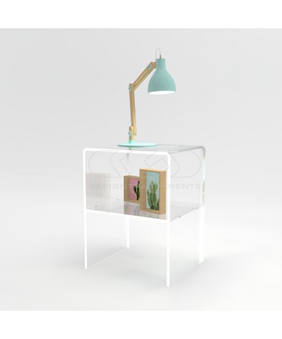 Width 45 Acrylic transparent nightstand or side table with shelf.