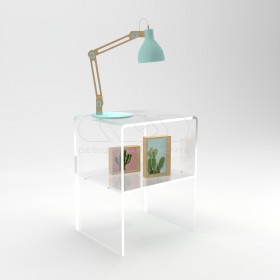W50 H45 Acrylic transparent nightstand or side table with shelf.
