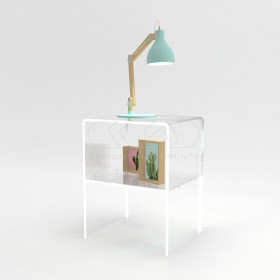 W50 H45 Acrylic transparent nightstand or side table with shelf.
