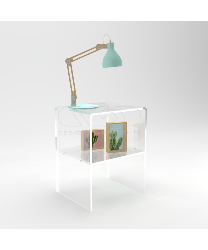 Width 35 Acrylic transparent nightstand or side table with shelf