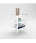 Comodino Tavolino cm 35 plexiglass trasparente ripiani portaoggetti.