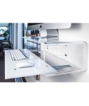 Consolle per iMac 24 e 27 scrittoio sospeso in plexiglass trasparente.