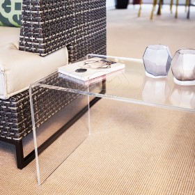 Tavolino a ponte cm 50x50 tavolo da salotto in plexiglass trasparente