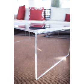 Tavolino a ponte cm 55x50 tavolo da salotto in plexiglass trasparente