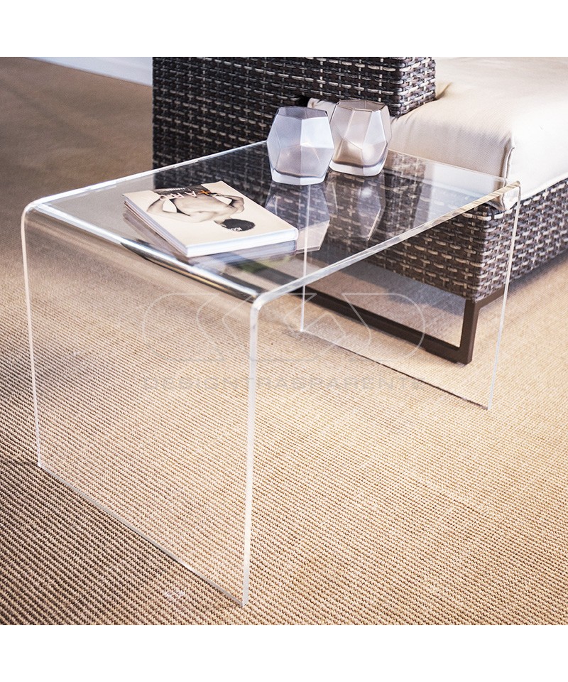 Acrylic coffee table cm 70x40 lucyte clear side table