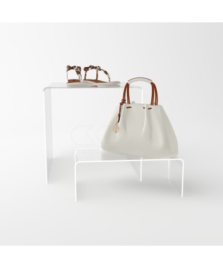 Acrylic 25 cm display stand products riser for showrooms and shops.