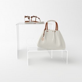Acrylic 25 cm display stand products riser for showrooms and shops.