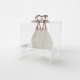 Acrylic 25 cm display stand products riser for showrooms and shops.