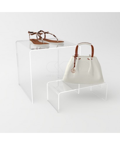 Acrylic 25 cm display stand products riser for showrooms and shops.
