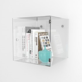 5 cubi vetrina in  plexiglass trasparente con sportello su misura