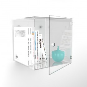 5 cubi vetrina in  plexiglass trasparente con sportello su misura