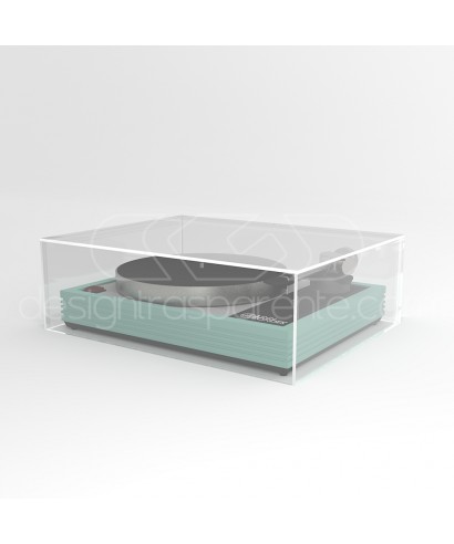 Coperchio per giradischi L45 P35 H15 in plexiglass trasparente o fumé.
