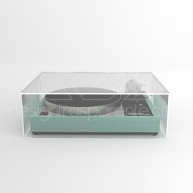 Turntable cover box W45 D35 H15 transparent or smoked acrylic.