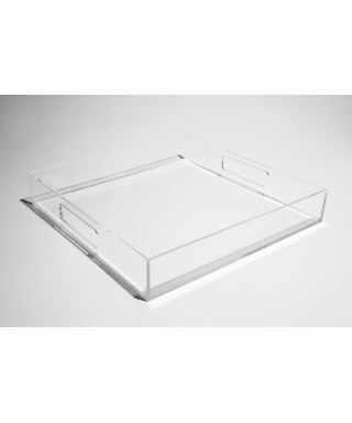 Transparent acrylic rectangular tray fruit holder or centrepiece.