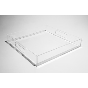 Bandeja rectangular metacrilato transparente centro de mesa frutero.