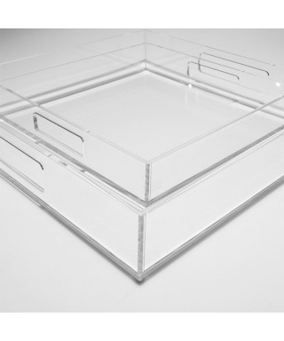 Transparent acrylic rectangular tray fruit holder or centrepiece.