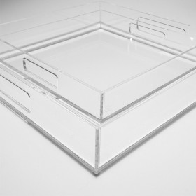 Vassoio rettangolare plexiglass trasparente centrotavola portafrutta.