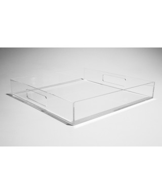 Transparent acrylic rectangular tray fruit holder or centrepiece.