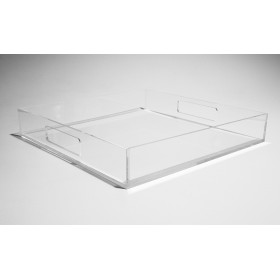 Transparent acrylic rectangular tray fruit holder or centrepiece.