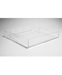 Transparent acrylic rectangular tray fruit holder or centrepiece.