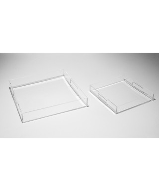 Transparent acrylic rectangular tray fruit holder or centrepiece.