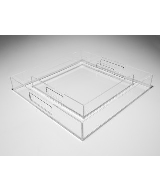 Vassoio rettangolare plexiglass trasparente centrotavola portafrutta.
