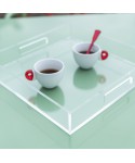 Transparent acrylic rectangular tray fruit holder or centrepiece.