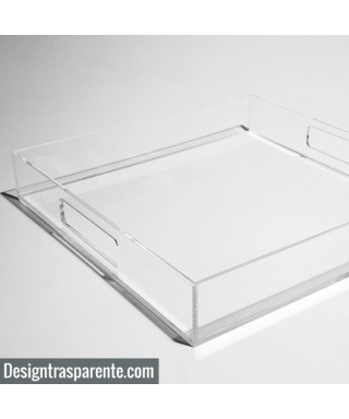 Transparent acrylic rectangular tray fruit holder or centrepiece.
