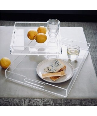 Transparent acrylic rectangular tray fruit holder or centrepiece.